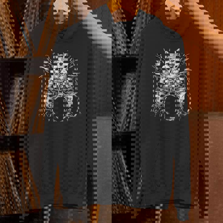 柴犬 ドラムを弾く ドラマー 犬好き パーカー