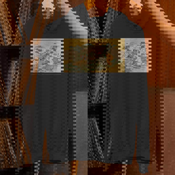 狸 狐 屏風絵 日本画 たぬき きつね パーカー