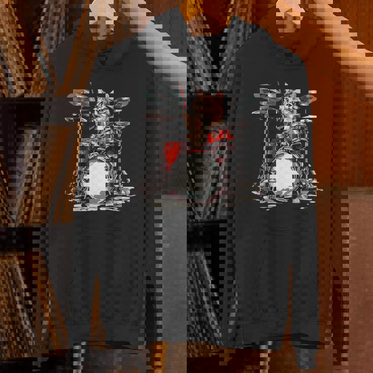 猫太鼓ドラムスティックかわいい猫と音楽 パーカー