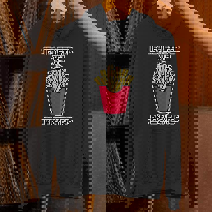 男性用フライドポテトデザイン フライドポテトと一緒に人生はより良いです パーカー