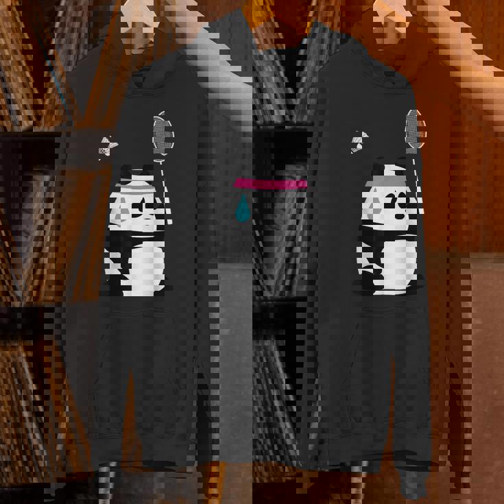 疲れきったバドミントンパンダ 面白いかわいいシャトルコック動物 パーカー