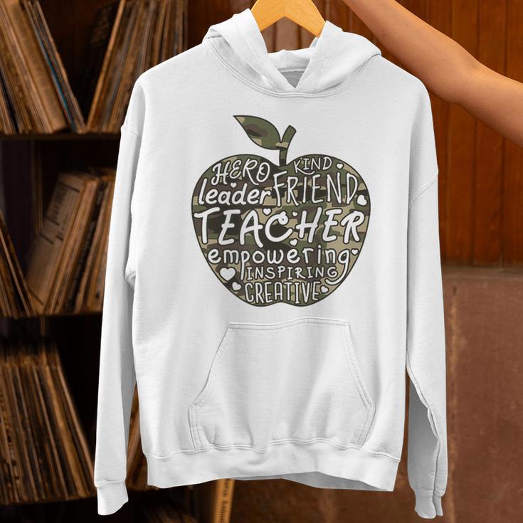 Apple Camoflauge Clothing Camo Student Teacher Cute School Unisex Hoodie, gift for family, gift for coworker