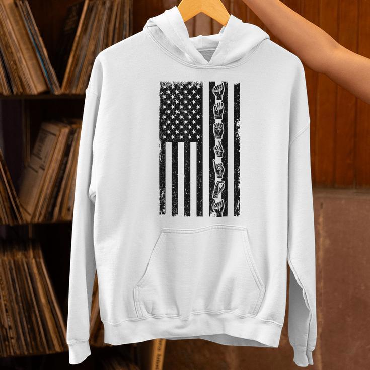 ASL Flag Sign Language Deaf ASL Teacher For Men Women Unisex Hoodie, gift for family, gift for coworker