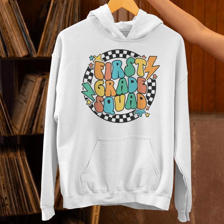 Back To School Groovy Teacher 1st First Grade Crew Squad Unisex Hoodie, Groovy Teacher Hoodies, First Grade Teacher Hoodies, gift for family, gift for coworker Back To School Groovy Teacher 1st First Grade Crew Squad Unisex Hoodie, Groovy Teacher Hoodies, First Grade Teacher Hoodies, gift for family, gift for coworker