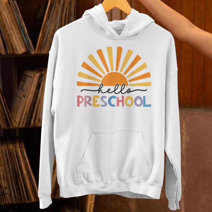 Back To School Hello Preschool For Kids Teacher Women Unisex Hoodie, gift for family, gift for coworker Back To School Hello Preschool For Kids Teacher Women Unisex Hoodie, gift for family, gift for coworker