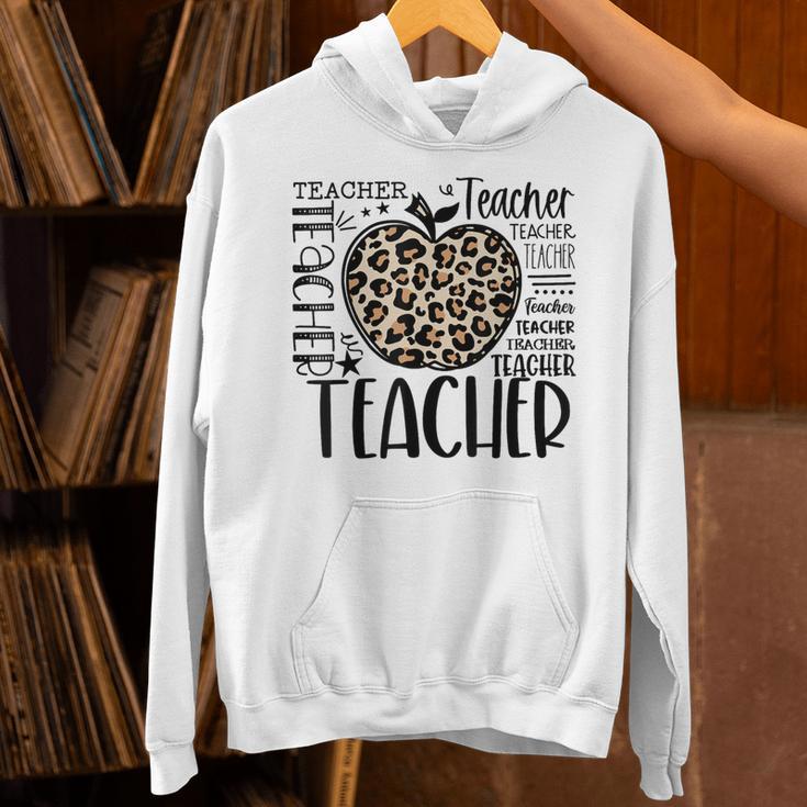 Back To School Teacher Life Apple Leopard Teacher Women Unisex Hoodie, gift for family, gift for coworker