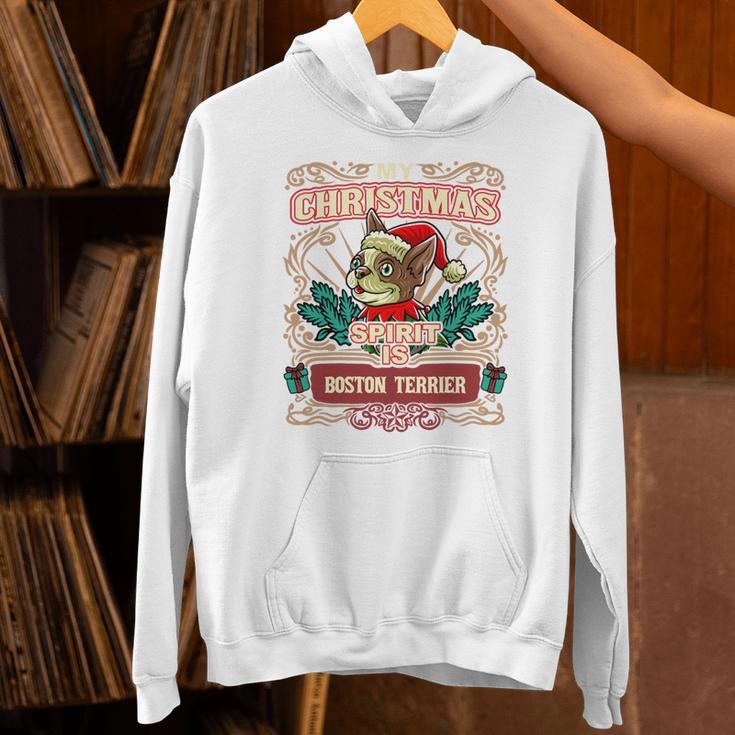 Boston Terrier My Christmas Spirit Dog Santa Claus X-Mas Unisex Hoodie, Boston Terrier Christmas Hoodies, gift for family, gift for coworker