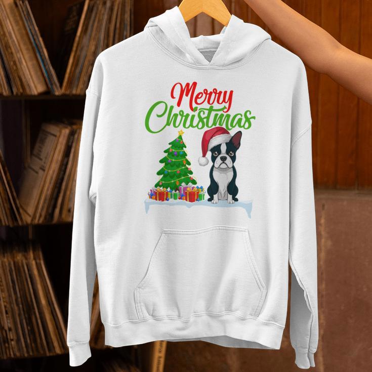 Boston Terrier Christmas Tree Lights Xmas Dog Lover Unisex Hoodie, Boston Terrier Christmas Hoodies, gift for family, gift for coworker
