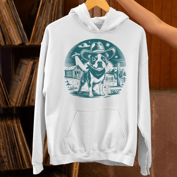 Boston Terrier Cowboy UFO Shirt Vintage Western Dog Mom Tee Unisex Hoodie, Boston Terrier Mom Hoodies, gift for family, gift for coworker