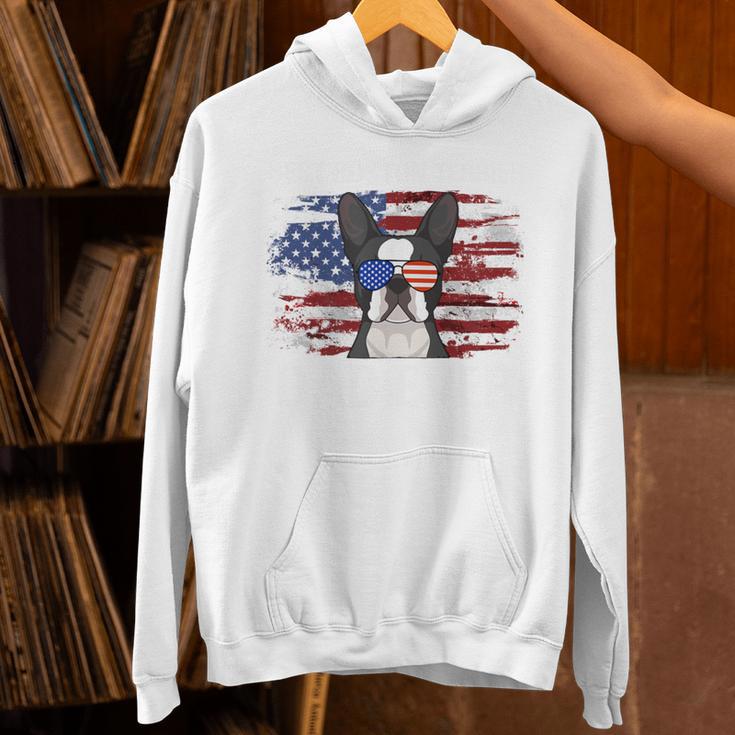 Boston Terrier Dad American Flag 4th Of July Dog Fathers Day Unisex Hoodie, Boston Terrier Dad Hoodies, American Boston Terrier Hoodies, Boston Terrier 4th Of July Hoodies, gift for family, gift for coworker
