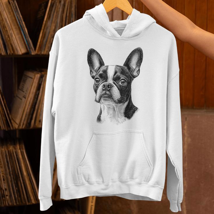 Boston Terrier Dog Motif Pet Illustration Boston Terrier For Men Women Kids Unisex Hoodie, gift for family, gift for coworker