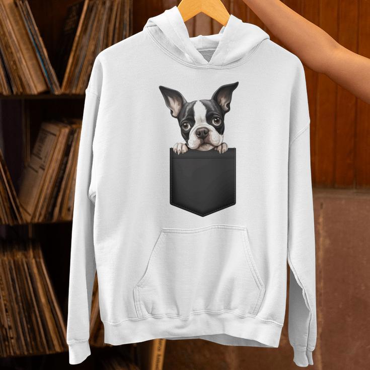 Boston Terrier Dog Puppy Dog In Pocket Cute Pet Lover Unisex Hoodie, gift for family, gift for coworker