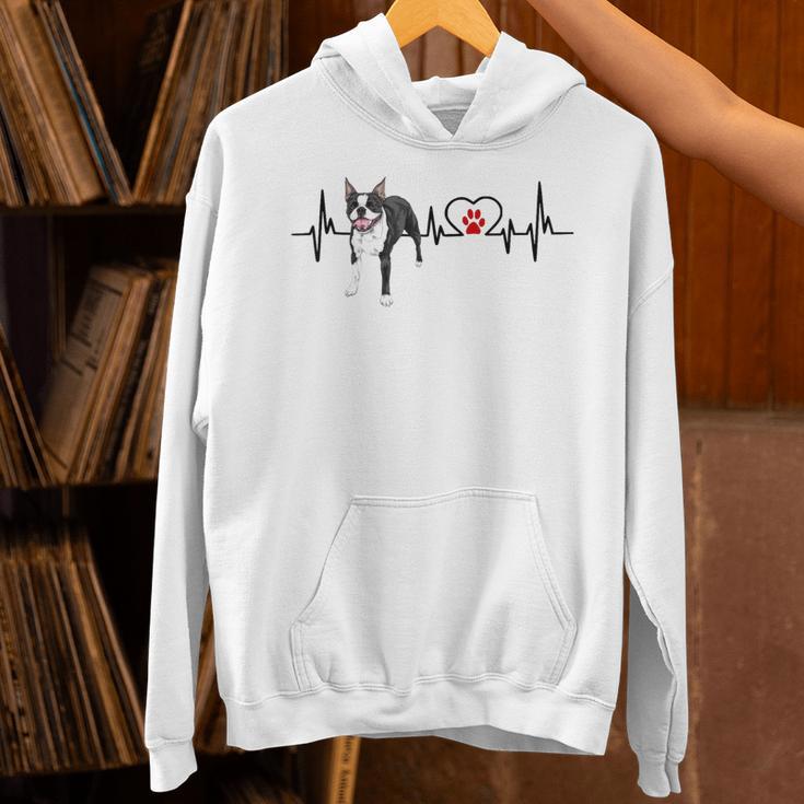 Boston Terrier EKG Heartbeat Heart Line Dog Lovers Unisex Hoodie, gift for family, gift for coworker