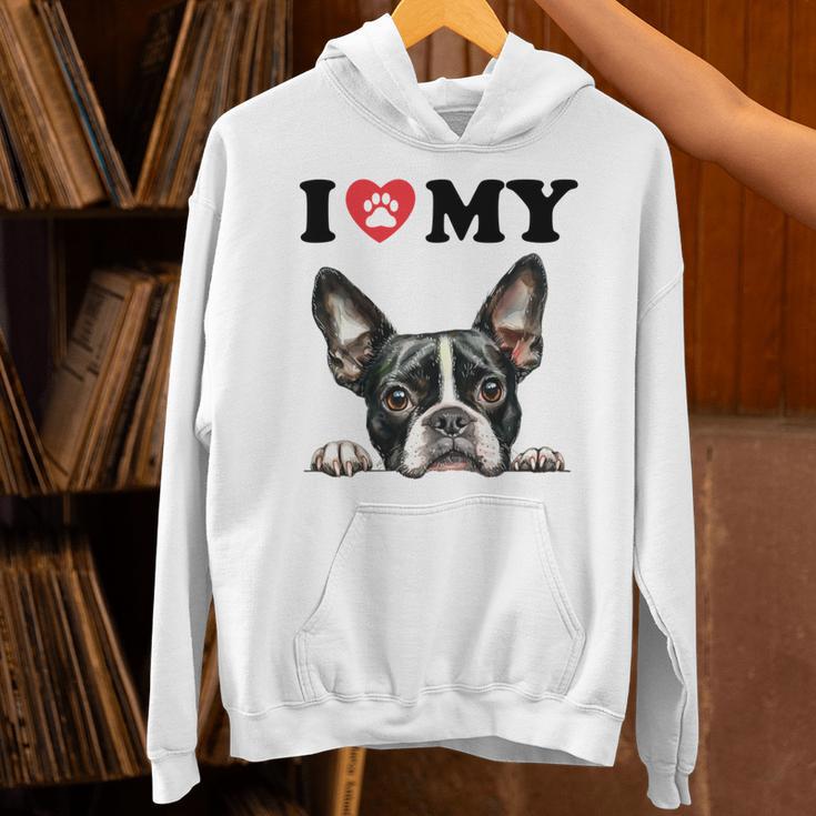 Boston Terrier I Heart My Dog Dog Lover Unisex Hoodie, gift for family, gift for coworker