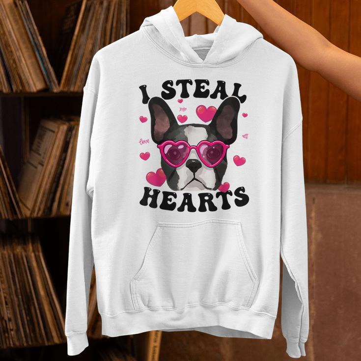 Boston Terrier Heart Glasses Girls Bostie Valentines Day Unisex Hoodie, gift for family, gift for coworker