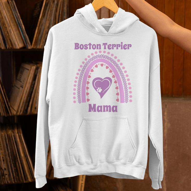 Boston Terrier Mama Cute Rainbow Paw Heart Shape Unisex Hoodie, gift for family, gift for coworker
