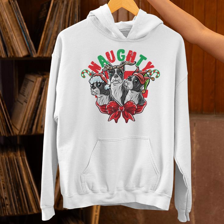Boston Terrier Santa Claus Elf Reindeer Christmas Dog X-Mas Unisex Hoodie, Boston Terrier Christmas Hoodies, gift for family, gift for coworker
