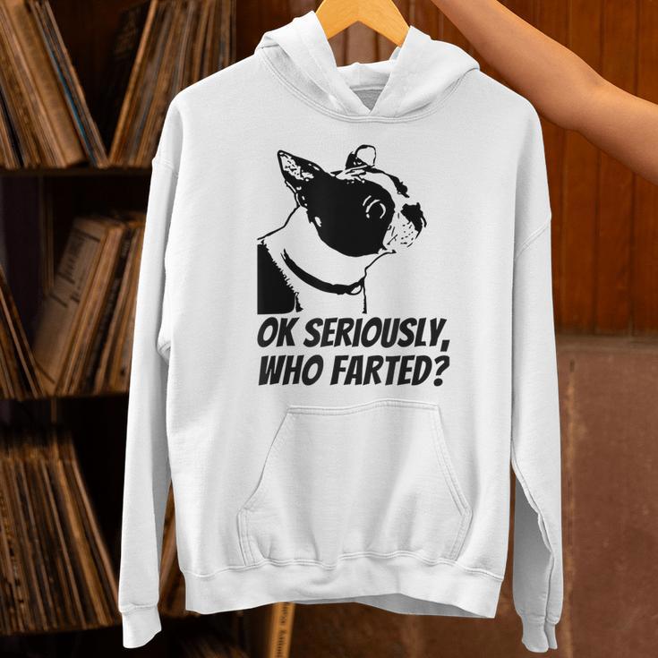 Boston Terrier Shirt Ok Seriously Who Farted Unisex Hoodie, gift for family, gift for coworker