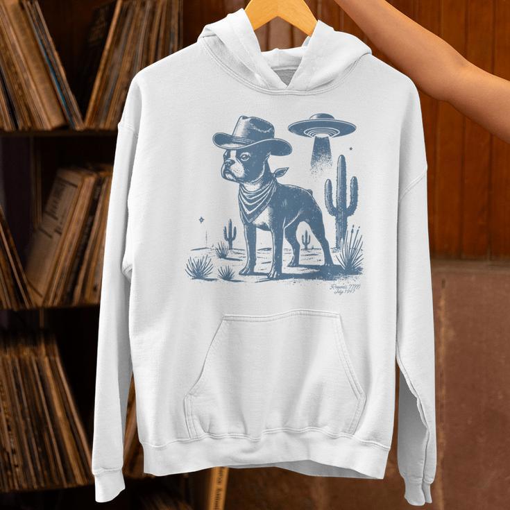 Boston Terrier UFO Cowboy Dog Dog Mom Dog Dad Alien Dog Unisex Hoodie, Boston Terrier Mom Hoodies, Boston Terrier Dad Hoodies, gift for family, gift for coworker