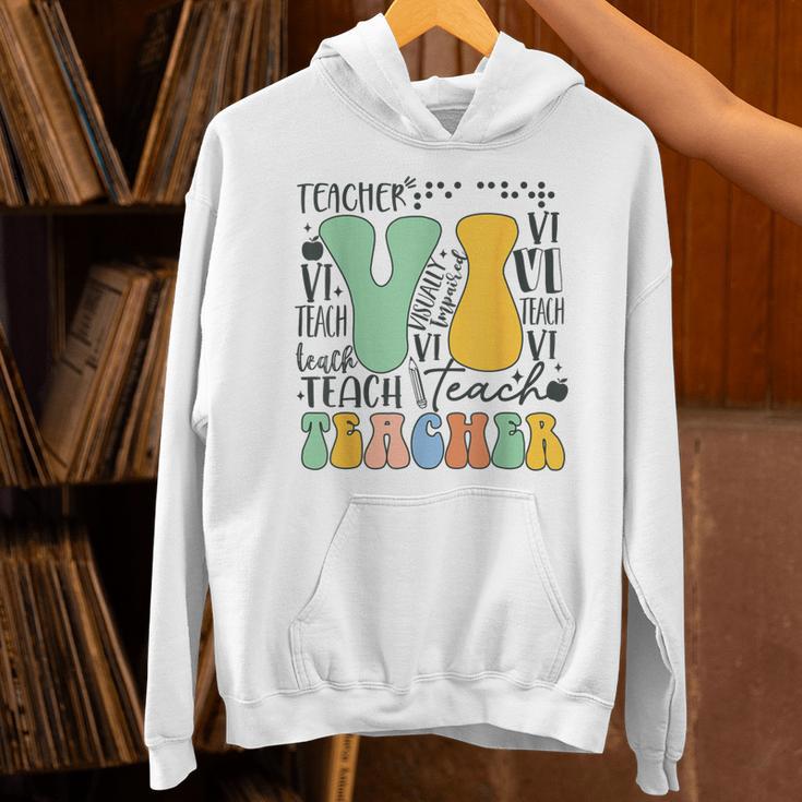 Braille Teacher Of The Visually Impaired Groovy VI Teacher Unisex Hoodie, Groovy Teacher Hoodies, gift for family, gift for coworker