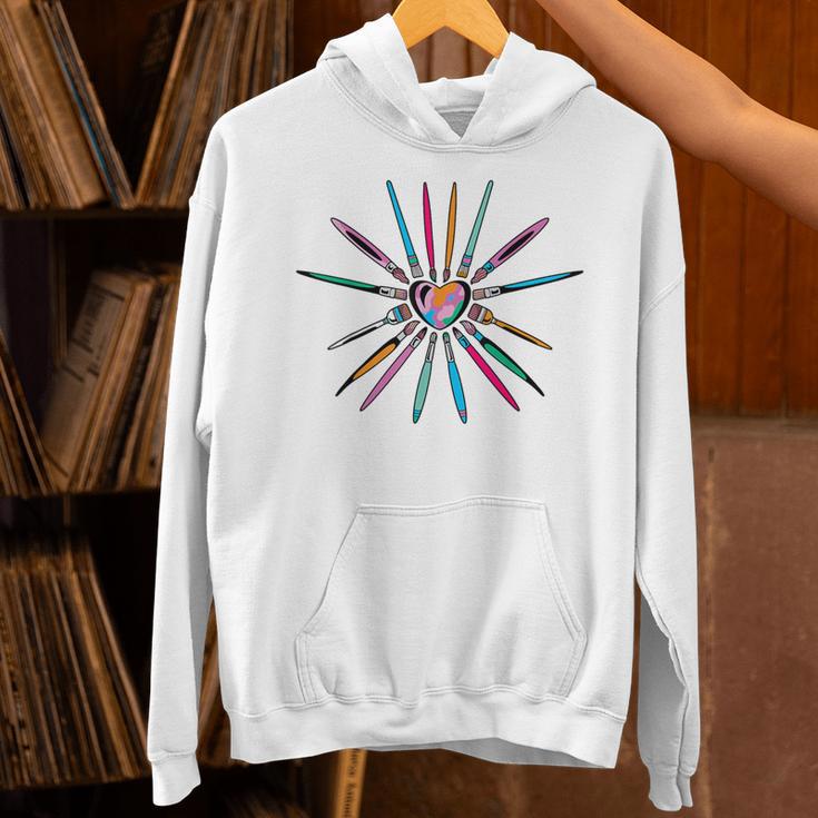 Cool Brush Heart Shape Art Teacher Paint For Artist Painter Unisex Hoodie, gift for family, gift for coworker