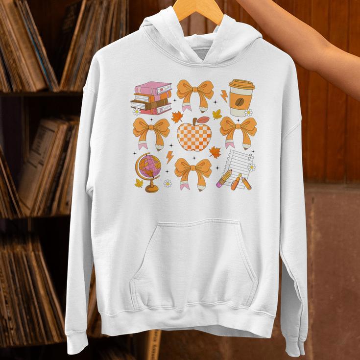 Coquette Bow Teacher Thanksgiving Fall Autumn Girls Women Unisex Hoodie, gift for family, gift for coworker