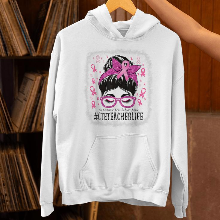 CTE Teacher In October We Wear Pink Breast Cancer Awareness Unisex Hoodie, gift for family, gift for coworker CTE Teacher In October We Wear Pink Breast Cancer Awareness Unisex Hoodie, gift for family, gift for coworker