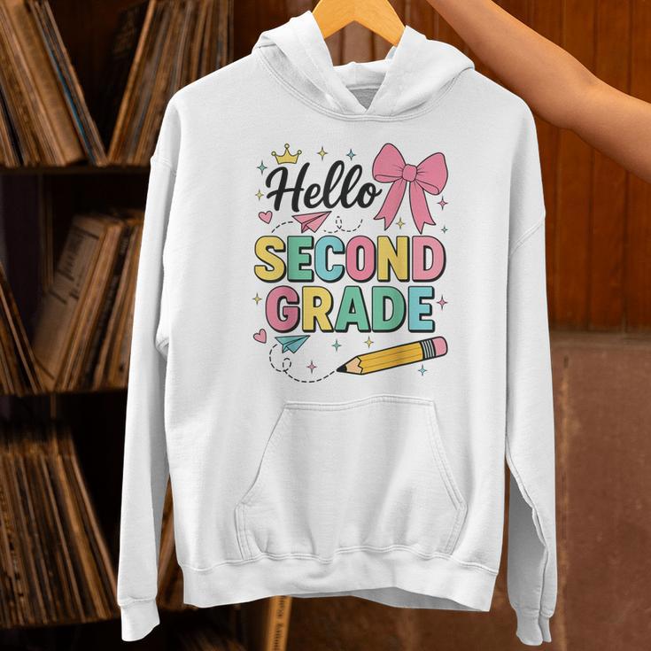 Cute Hello Second Grade Back To School Coquette Teacher Girl Unisex Hoodie, gift for family, gift for coworker Cute Hello Second Grade Back To School Coquette Teacher Girl Unisex Hoodie, gift for family, gift for coworker