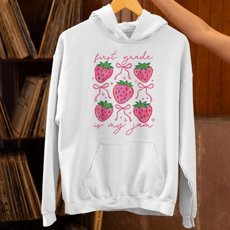 First Grade Is My Jam Strawberry First Grade Teacher Women Unisex Hoodie, First Grade Teacher Hoodies, gift for family, gift for coworker First Grade Is My Jam Strawberry First Grade Teacher Women Unisex Hoodie, First Grade Teacher Hoodies, gift for family, gift for coworker