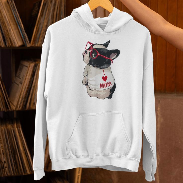 Girls I Heart Mom Love Mama Boston Terrier Dog Lover Unisex Hoodie, Boston Terrier Mom Hoodies, gift for family, gift for coworker