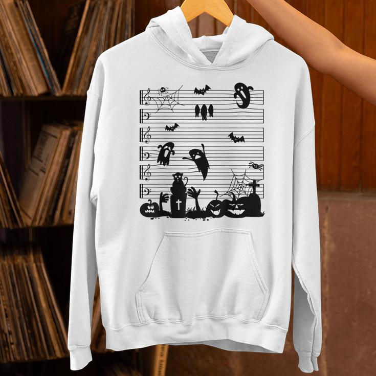 Halloween Music Note Clefs Spooky Ghost For Music Teacher Unisex Hoodie, gift for family, gift for coworker