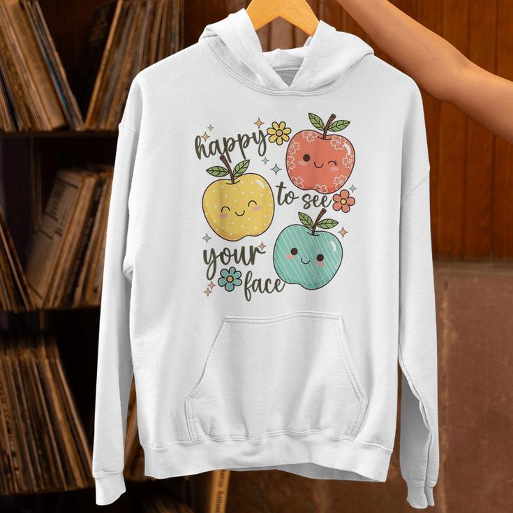 Happy To See Your Face Teacher Apple Unisex Hoodie, gift for family, gift for coworker Happy To See Your Face Teacher Apple Unisex Hoodie, gift for family, gift for coworker