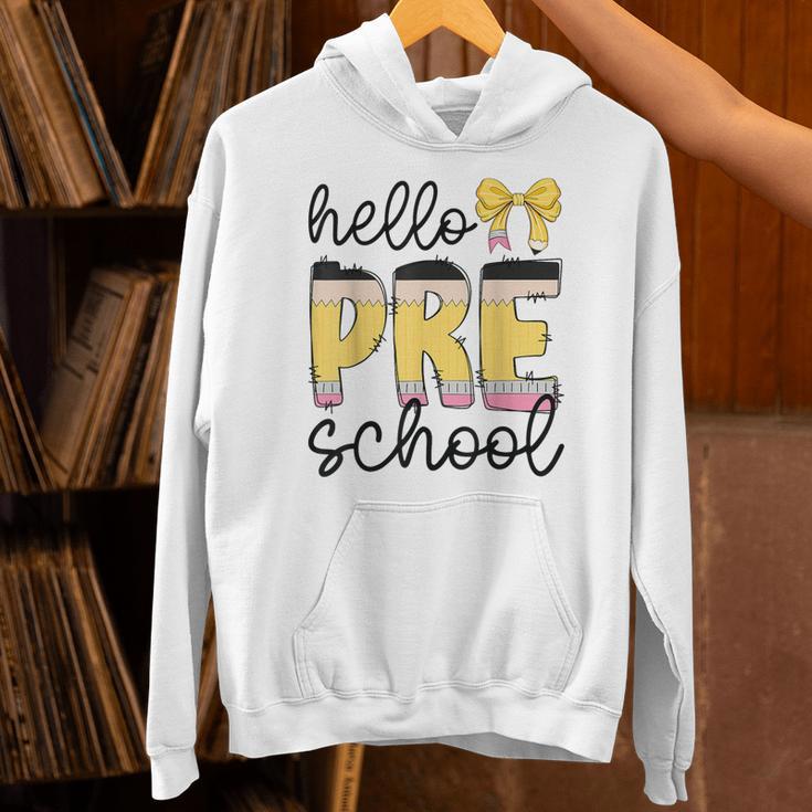 Hello Pre-K Preschool Back To School First Day Teacher Kids Unisex Hoodie, gift for family, gift for coworker