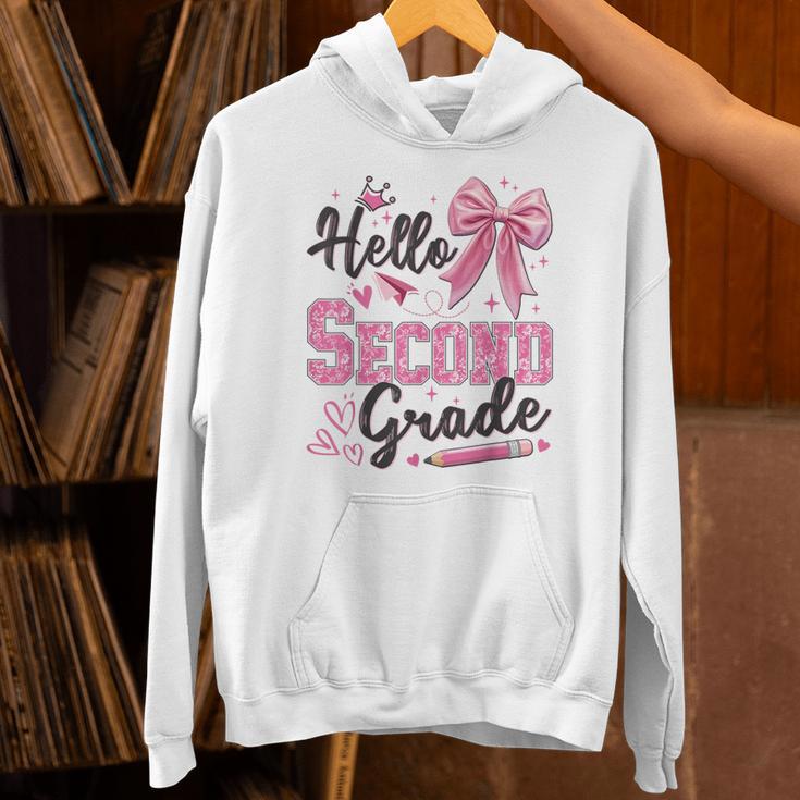 Hello Second Grade First Day Of School Coquette Teacher Girl Unisex Hoodie, First Grade Teacher Hoodies, gift for family, gift for coworker Hello Second Grade First Day Of School Coquette Teacher Girl Unisex Hoodie, First Grade Teacher Hoodies, gift for family, gift for coworker