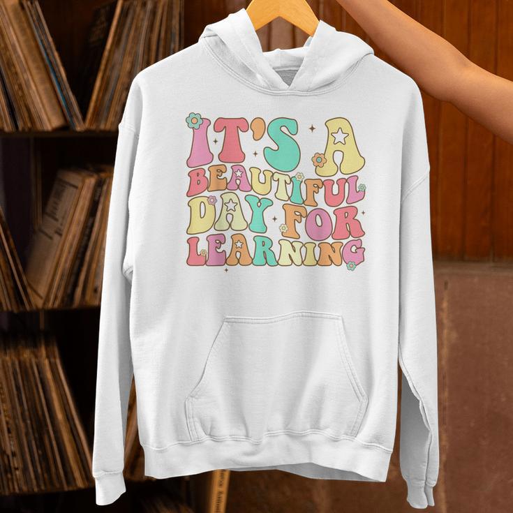 It's Beautiful Day For Learning Retro Teacher Students Women Unisex Hoodie, gift for family, gift for coworker It's Beautiful Day For Learning Retro Teacher Students Women Unisex Hoodie, gift for family, gift for coworker