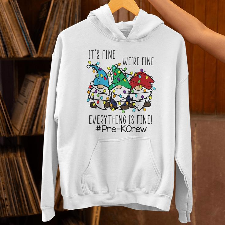 It's Fine We'Re Fine Gnome Pre-K Teacher Christmas Light For Men Women Unisex Hoodie, gift for family, gift for coworker It's Fine We'Re Fine Gnome Pre-K Teacher Christmas Light For Men Women Unisex Hoodie, gift for family, gift for coworker