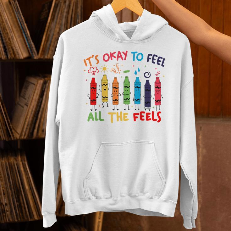 Its Okay To Feel All The Feels Mood Color Crayons Teacher Unisex Hoodie, gift for family, gift for coworker Its Okay To Feel All The Feels Mood Color Crayons Teacher Unisex Hoodie, gift for family, gift for coworker