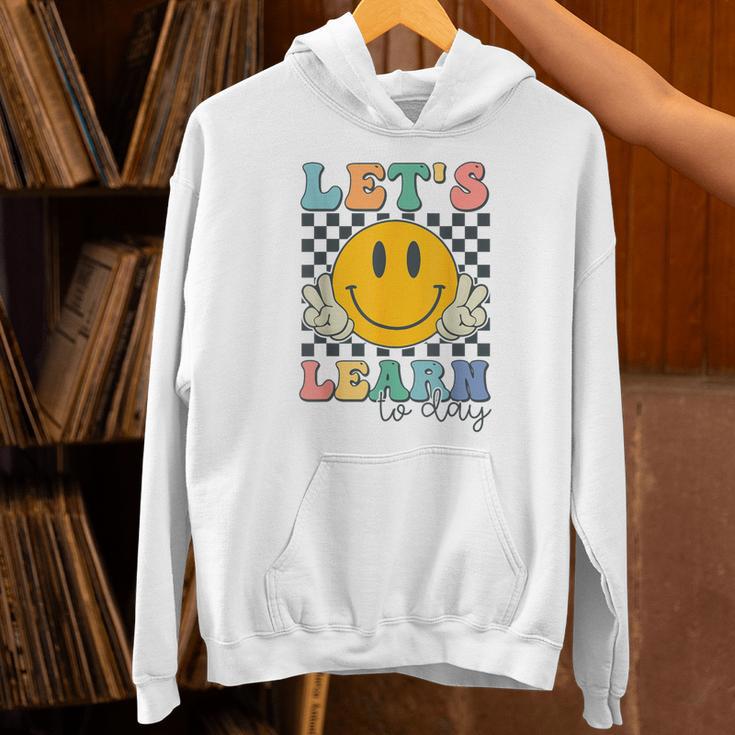 Let's Learn Today Smile Face Back To School For Teacher Kids Unisex Hoodie, gift for family, gift for coworker Let's Learn Today Smile Face Back To School For Teacher Kids Unisex Hoodie, gift for family, gift for coworker