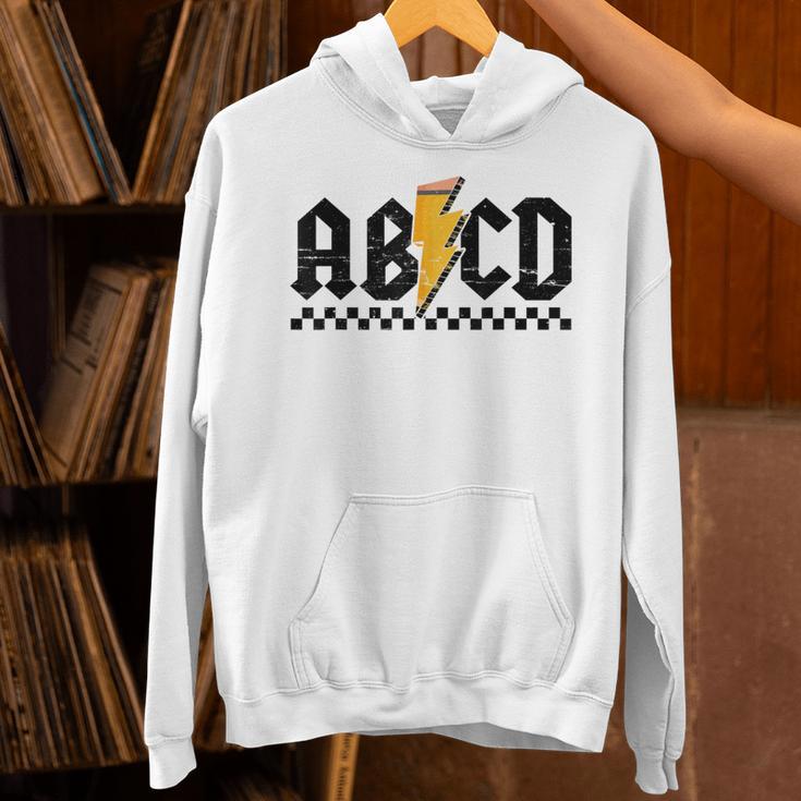 Lightning Pencil Rock'n Roll ABCD Teacher Back To School Kid Unisex Hoodie, gift for family, gift for coworker