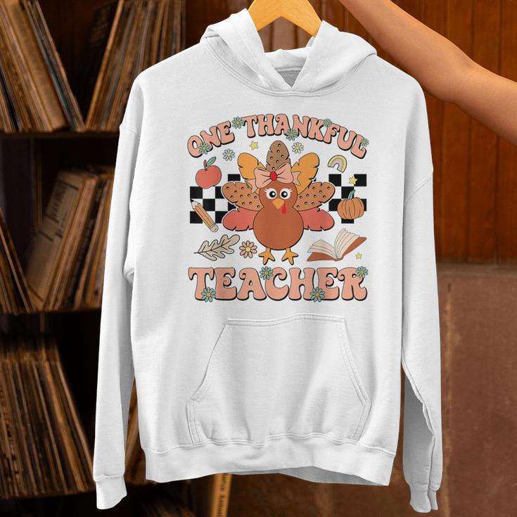 One Thankful Teacher Thanksgiving Retro Groovy Fall Teachers Unisex Hoodie, Groovy Teacher Hoodies, gift for family, gift for coworker One Thankful Teacher Thanksgiving Retro Groovy Fall Teachers Unisex Hoodie, Groovy Teacher Hoodies, gift for family, gift for coworker
