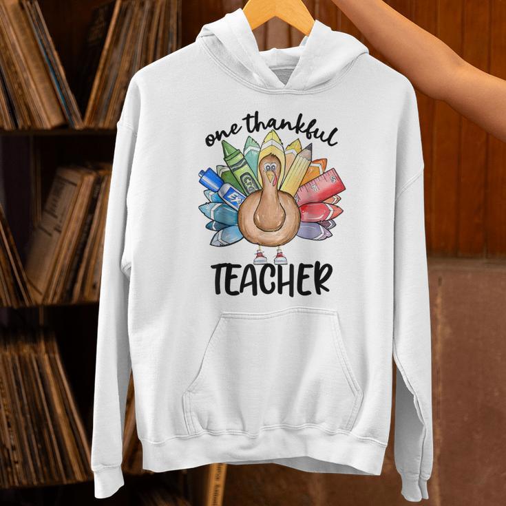 One Thankful Teacher Turkey Pencil Thanksgiving Teachers Unisex Hoodie, gift for family, gift for coworker