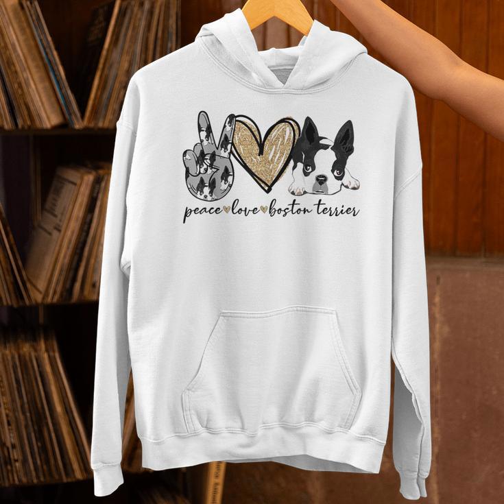 Peace Love Boston Terrier Boston Terrier Lover Dog Mom Unisex Hoodie, Boston Terrier Mom Hoodies, gift for family, gift for coworker