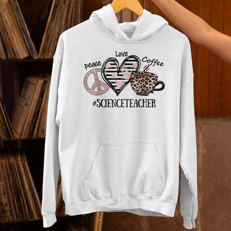 Peace Love Coffee Science Teacher Unisex Hoodie, Science Teacher Hoodies, gift for family, gift for coworker