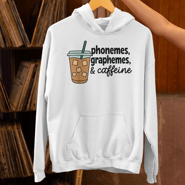 Phonemes Graphemes And Caffeine Coffee Teacher Appreciation Unisex Hoodie, gift for family, gift for coworker