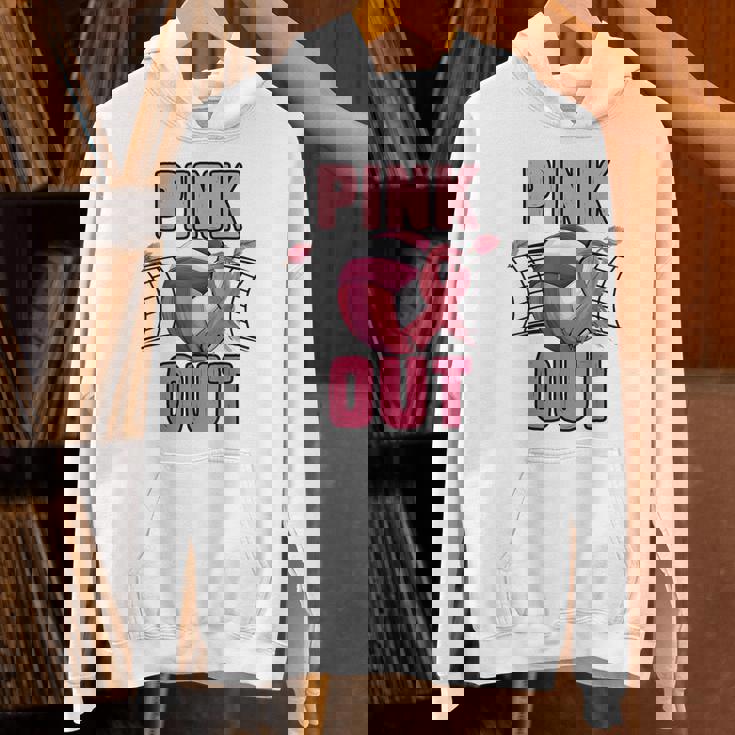 Pink Out Volleyball Breast Cancer Awareness Ribbon Volley Hoodie