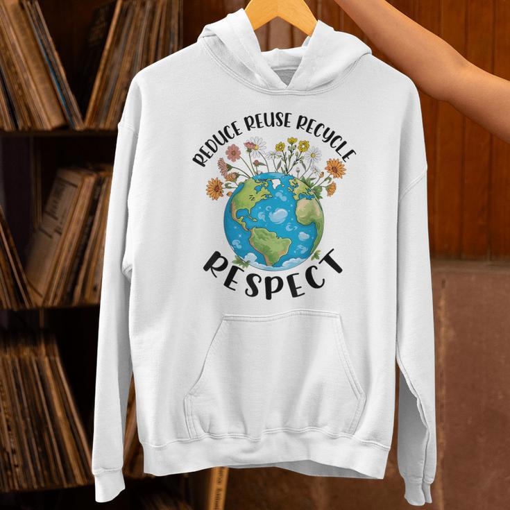 Reduce Reuse Recycle Respect Earth Day Teacher Girl Women Unisex Hoodie, gift for family, gift for coworker