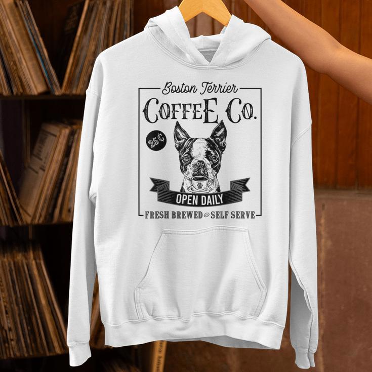 Retro Boston Terrier Coffee Dog Mom Coffee Lover Unisex Hoodie, Boston Terrier Mom Hoodies, gift for family, gift for coworker