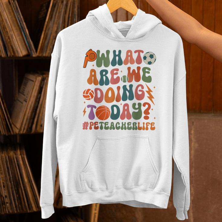 Retro PE Teacher What Are We Doing Today School Coach Women Unisex Hoodie, Pe Teacher Hoodies, gift for family, gift for coworker Retro PE Teacher What Are We Doing Today School Coach Women Unisex Hoodie, Pe Teacher Hoodies, gift for family, gift for coworker