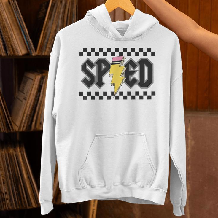 Retro SPED Teacher Pencil Lightning Bolt Back To School Unisex Hoodie, gift for family, gift for coworker