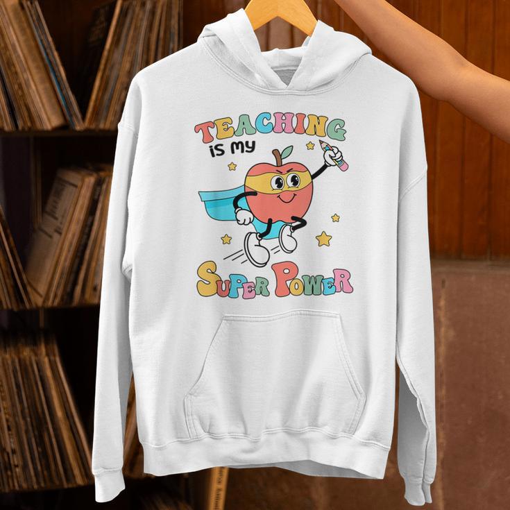 Retro Teaching Is My Superpower Apple Teacher Appreciation Unisex Hoodie, gift for family, gift for coworker Retro Teaching Is My Superpower Apple Teacher Appreciation Unisex Hoodie, gift for family, gift for coworker